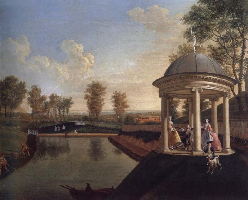 Edward Haytley The Brockman Family and Friends at Beachborough Manor The Temple Pond looking from the Rotunda
